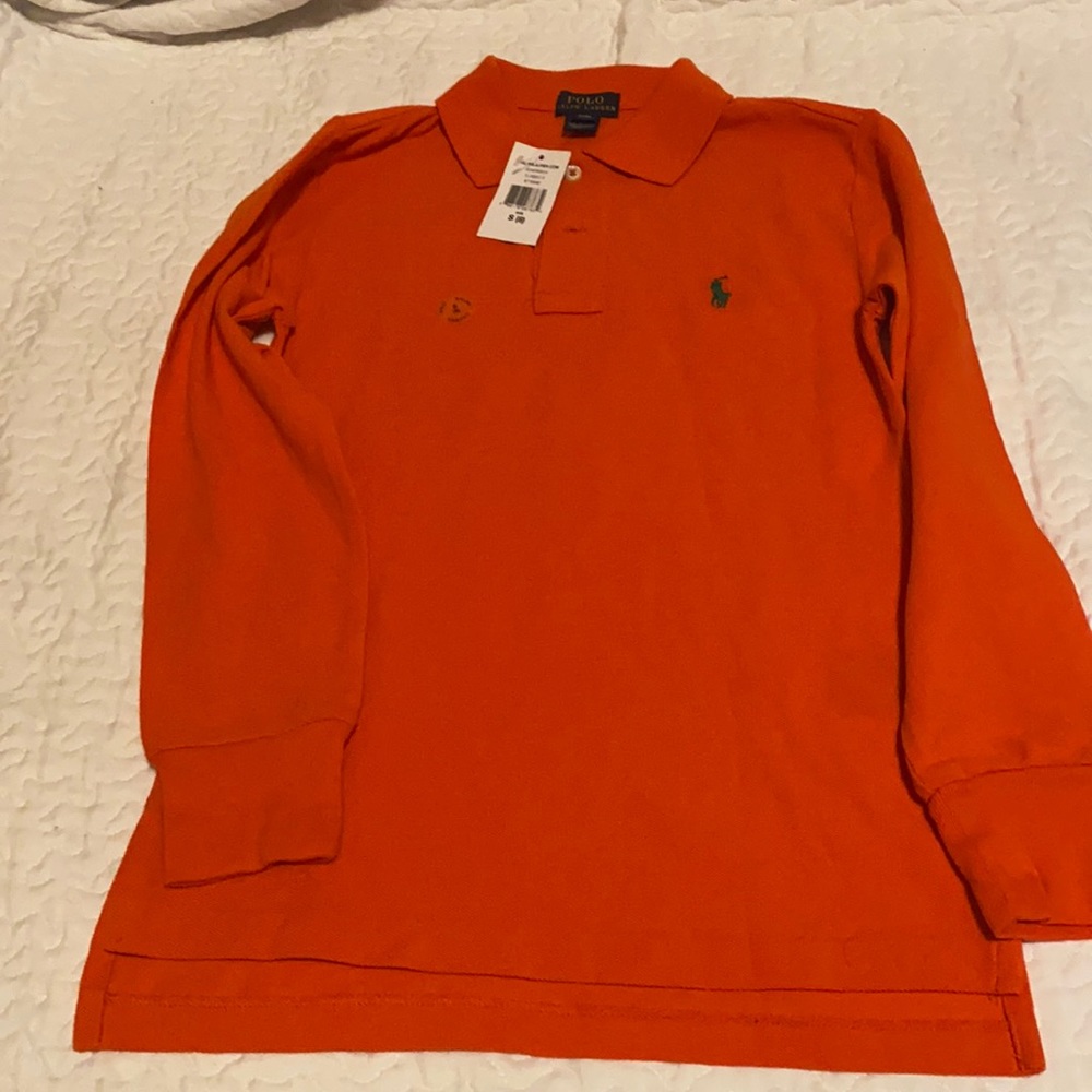 Kids Long Sleeve Polo Knit Shirt Orange